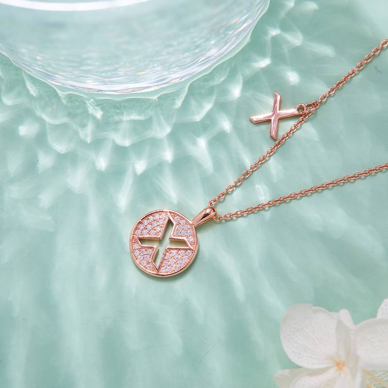 X pendant S925 silver plated rose gold Moissanite diamond light luxury letter necklace